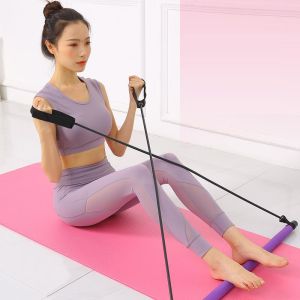 A bar with exercise bands - purple