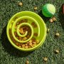 A bowl that slows down cat food - green