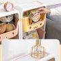 A rack on wheels with three drawers