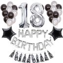 A set of balloons for 18th birthday - silver - black