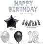 A set of balloons for 18th birthday - silver - black