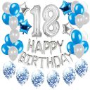 A set of balloons for 18th birthday - silver - blue
