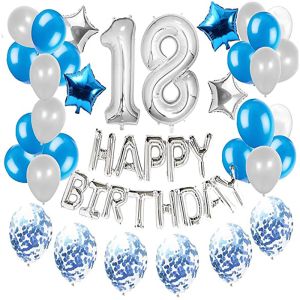 A set of balloons for 18th birthday - silver - blue