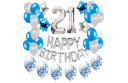 A set of balloons for 21th birthday - silver - blue