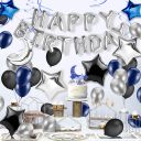 A set of birthday balloons - dark blue and black