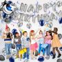 A set of birthday balloons - dark blue and black