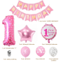 A set of birthday balloons for a girl - pink