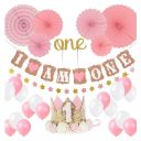 A set of birthday balloons for a girl - pink