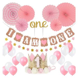 A set of birthday balloons for a girl - pink
