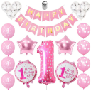 A set of birthday balloons for a girl - pink