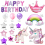 A set of birthday balloons for a girl - unicorn and princess