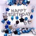A set of birthday balloons - silver - blue