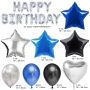 A set of birthday balloons - silver - blue