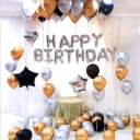 A set of birthday balloons - silver - gold