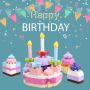A set of blocks - birthday cake (77 blocks)