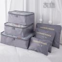 A set of travel organizers for a suitcase and a wardrobe (6 pcs) - black