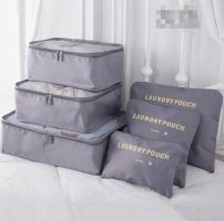 A set of travel organizers for a suitcase and a wardrobe (6 pcs) - black