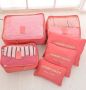 A set of travel organizers for a suitcase and a wardrobe (6 pcs) - dark blue