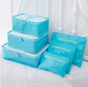 A set of travel organizers for a suitcase and a wardrobe (6 pcs) — light blue