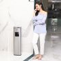 A standing garbage can with an ashtray - silver
