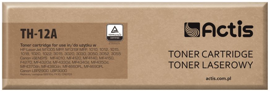 Actis TH-12A toner for HP printer; HP 12A Q2612A, Canon FX-10, Canon CRG-703 replacement; Standard, 2000 pages; black
