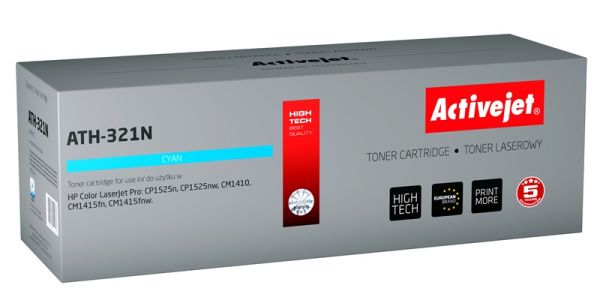Activejet ATH-321N toner for HP printer; HP 128A CE321A replacement; Supreme; 1300 pages; cyan