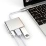 Adapter aluminiowy HUB 3w1 USB-C na HDMI 4K, USB 3.1, USB-C - srebrny