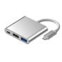 Adapter aluminiowy HUB 3w1 USB-C na HDMI 4K, USB 3.1, USB-C - srebrny
