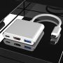 Adapter aluminiowy HUB 3w1 USB-C na HDMI 4K, USB 3.1, USB-C - srebrny