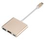 Adapter aluminiowy HUB 3w1 USB-C na HDMI 4K, USB 3.1, USB-C - złoty