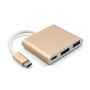 Adapter aluminiowy HUB 3w1 USB-C na HDMI 4K, USB 3.1, USB-C - złoty