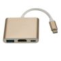 Adapter aluminiowy HUB 3w1 USB-C na HDMI 4K, USB 3.1, USB-C - złoty