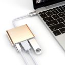 Adapter aluminiowy HUB 3w1 USB-C na HDMI 4K, USB 3.1, USB-C - złoty
