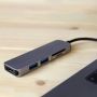 Adapter aluminiowy HUB 5w1 USB-C na HDMI 4K, 2xUSB 3.0, Czytnik kart