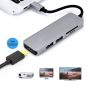 Adapter aluminiowy HUB 5w1 USB-C na HDMI 4K, 2xUSB 3.0, Czytnik kart