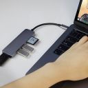 Adapter aluminiowy HUB 5w1 USB-C na HDMI 4K, 2xUSB 3.0, Czytnik kart