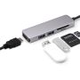 Adapter aluminiowy HUB 5w1 USB-C na HDMI 4K, 2xUSB 3.0, Czytnik kart