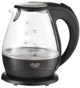 Adler AD 1224 electric kettle 1.5 L Black,Transparent 2000 W