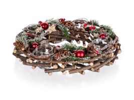 Advent wreath for 4 candles 36cm, green and red