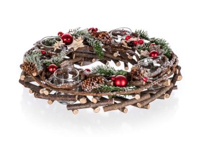 Advent wreath for 4 candles 36cm, green and red