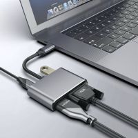 Aluminum adapter HUB 4in1 USB-C to 4K HDMI, VGA, USB 3.0, PD USB-C