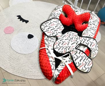 Baby cocoon 4in1 Smile - red and white, POLISH PRODUCT 100% COTTON