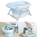 Baby folding bath tub with a pillow in color mint - blue