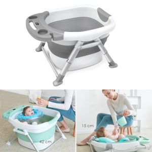 Baby folding bath tub with a pillow in color mint - grey