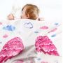Baby photo blanket / photo mat 100x75 - pink wings