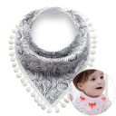 Baby scarf with pompoms - black and white pattern