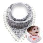 Baby scarf with pompoms - black and white pattern