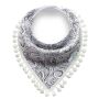 Baby scarf with pompoms - black and white pattern