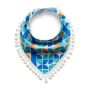 Baby scarf with pompoms - blue and green