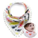 Baby scarf with pompoms - colorful feathers